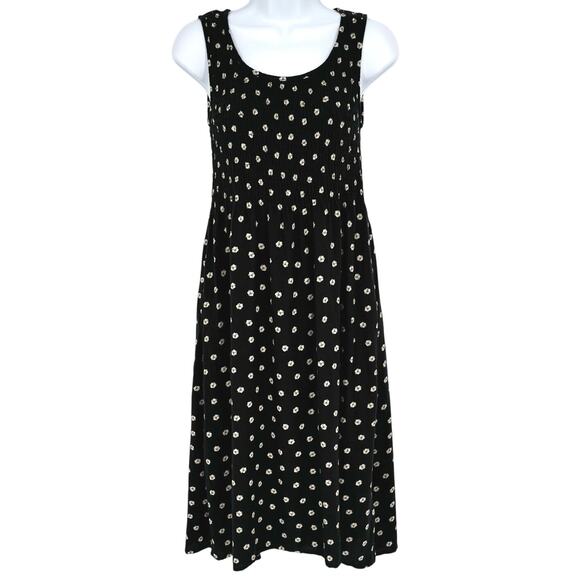 Croft & Barrow Black and Cream Smocked Sleeveless Midi Dress Size PXS - Picture 1 of 7